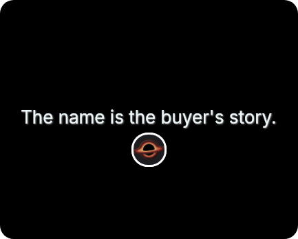 The name is the buyer’s story.
