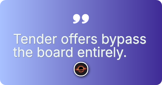 Tender offers bypass the board entirely.