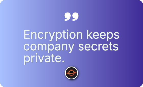 Encryption keeps company secrets private.