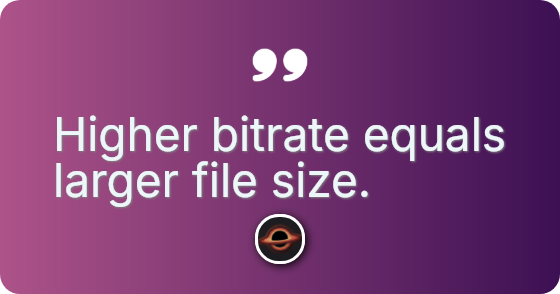 Higher bitrate equals larger file size.