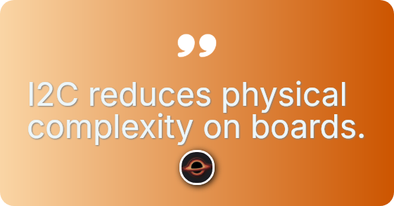 I2C reduces physical complexity on boards.